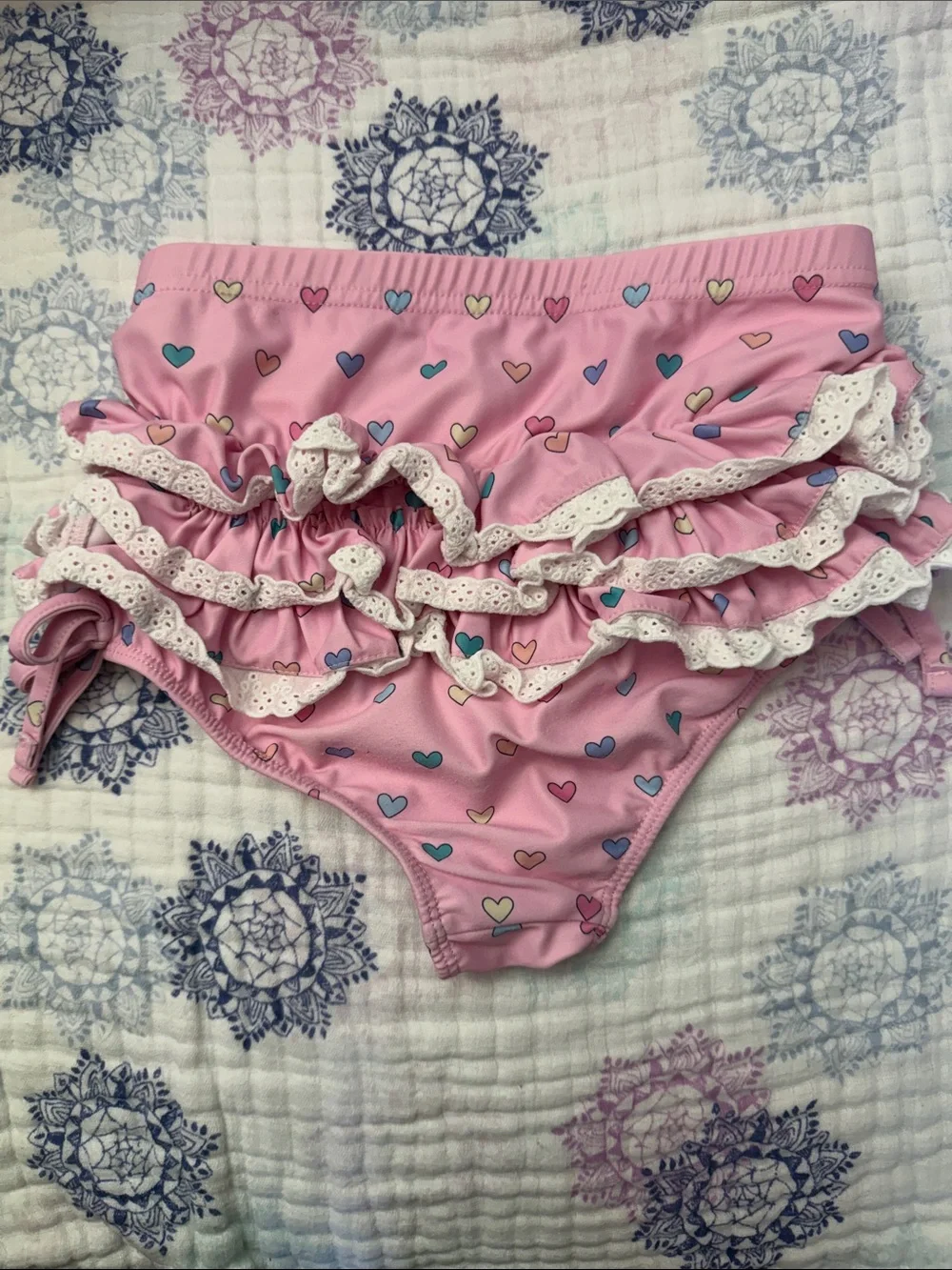 Love and Grow Adorable Pink Heart Ruffle Girls Two-Piece Bikini